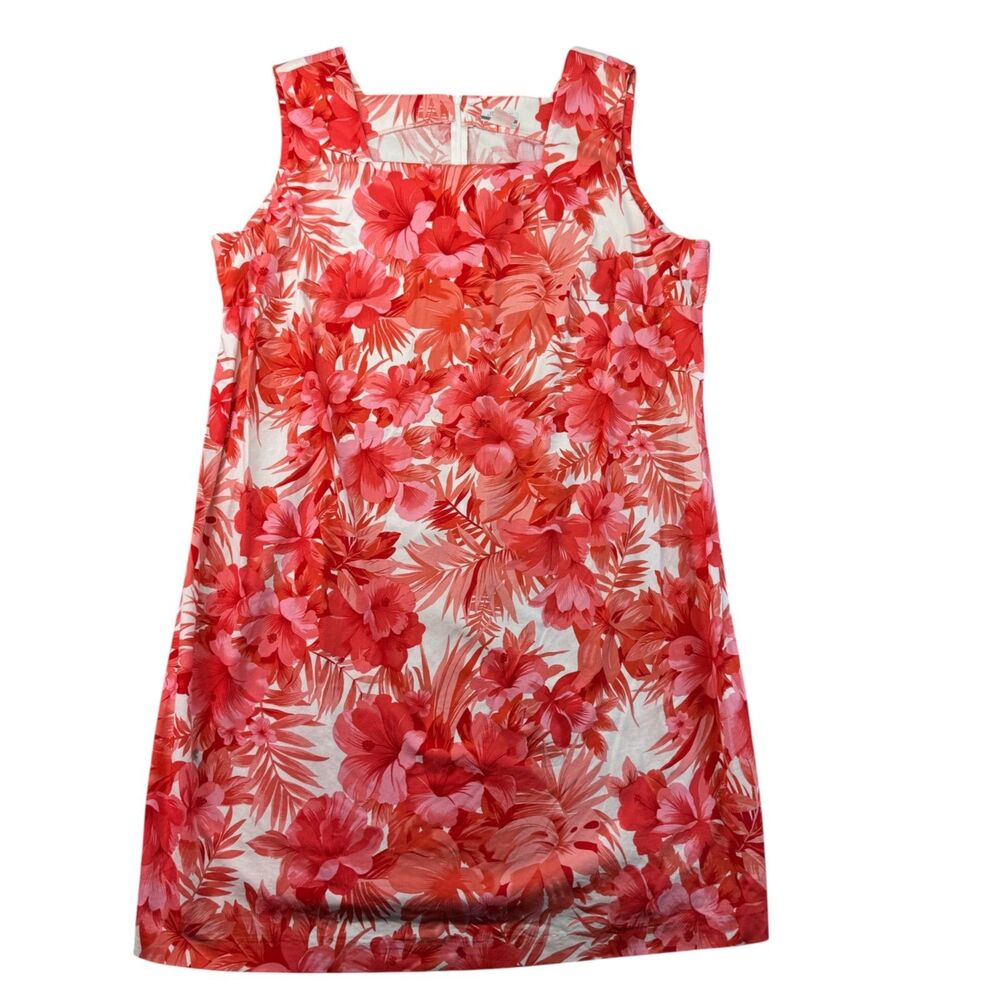 Jessie Sport Dress Women's 20WP Red Sleeveless Floral Coral Hawaiian Cotton Cute